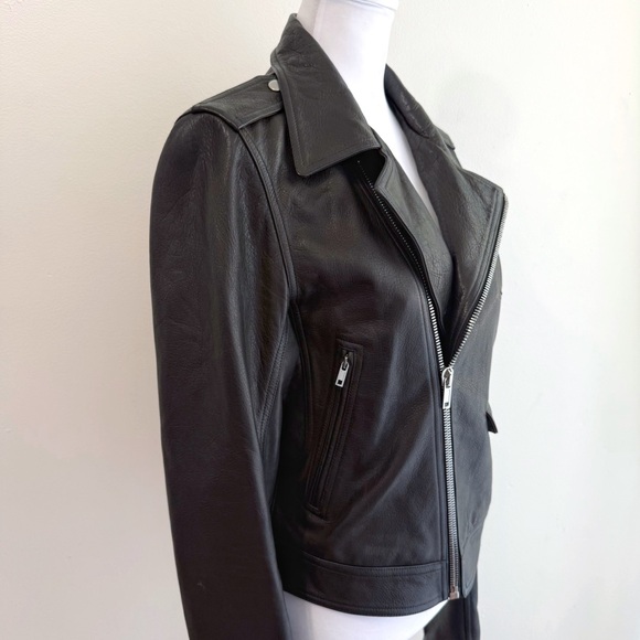 RICK OWENS BLACK LEATHER SILVER ZIP UP MOTORCYCLE MOTO BIKER JACKET - Picture 9 of 16